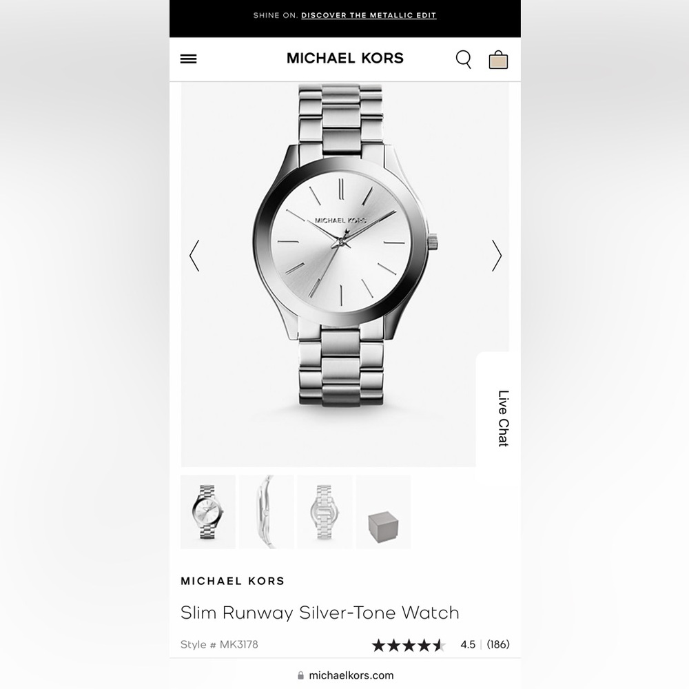 Michael Kors Slim Runway Silver-Tone Watch 40mm